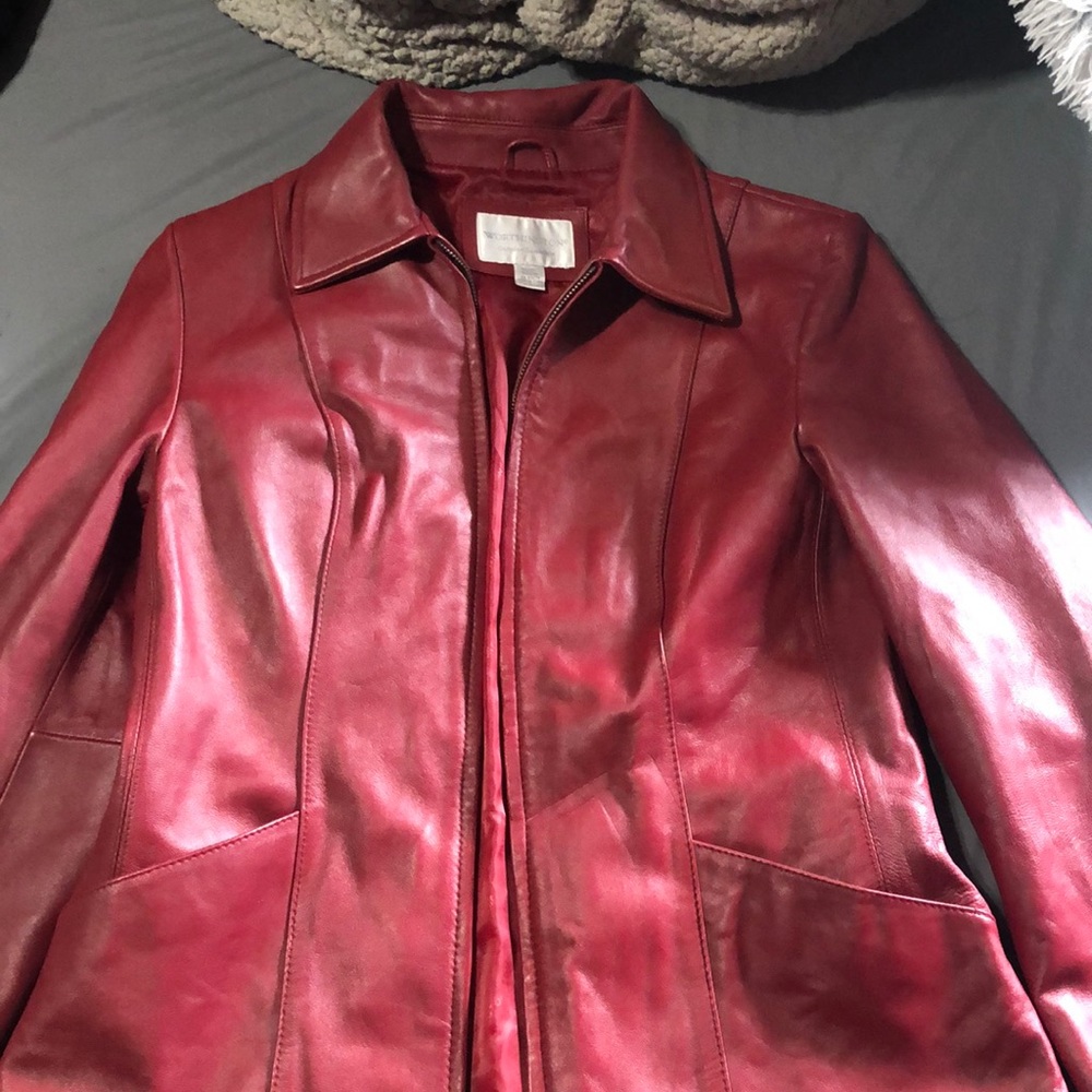 Red leather jacket